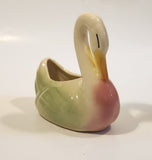 Vintage Pink Green White 5 1/4" Long Swan Bird Planter