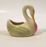 Vintage Pink Green White 5 1/4" Long Swan Bird Planter