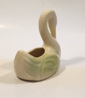 Vintage Pink Green White 5 1/4" Long Swan Bird Planter