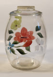 Vintage Bartlett Collins Hand Painted Flowers 9 1/2" Tall Clear Glass Cookie Jar