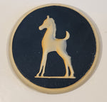 Vintage 1940s Corona Art Ware Horse Cameo Facing Left Blue and White 5 1/4" Chalkware Wall Hanging