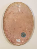 Vintage 1940s Corona Art Ware Woman Cameo Facing Left Blue and White 6" x 8 3/4" Chalkware Wall Hanging