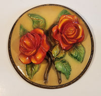 Vintage Devonware Red Roses 7 1/2" 3D Chalkware Wall Hanging