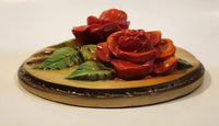 Vintage Devonware Red Roses 7 1/2" 3D Chalkware Wall Hanging