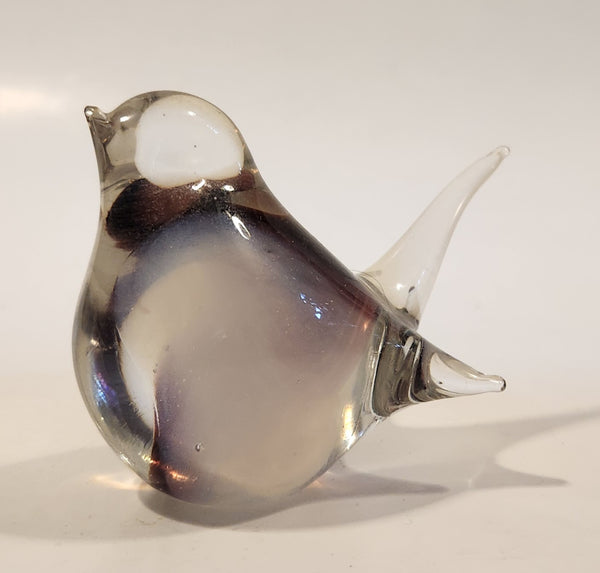 Small Song Bird Smokey Crystal Art Glass Figurine