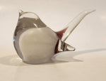 Small Song Bird White and Purple Clear Crystal Art Glass Figurine