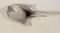 Small Song Bird White and Purple Clear Crystal Art Glass Figurine
