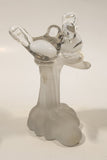 Silvestri Clear Art Glass Kissing Love Birds on Small Frosted Glass Branch Trunk 5 3/4" Sculpture