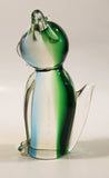 Chalet Style Green Clear Sitting Cat 6 3/4" Tall Art Glass Figurine