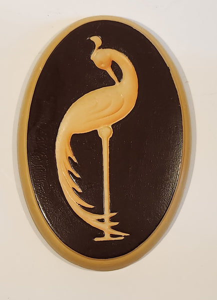 Vintage 1940s Corona Art Ware Crowned Crane Cameo Maroon and Cream 5 3/4" x 8 1/2" Chalkware Wall Hanging