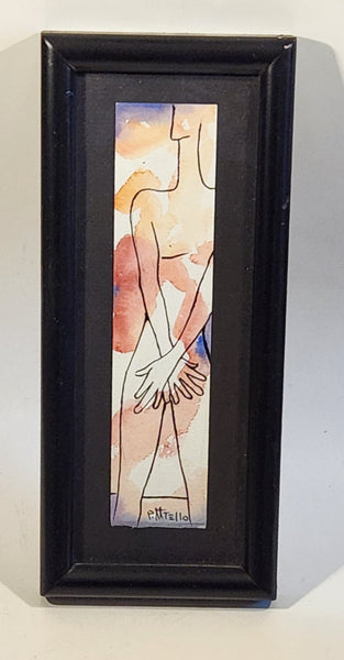 Nude Woman Covering Privates with Hands Watercolor Painting
