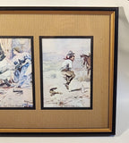 Rare C. M. (Charles) Russell 'Just A Little Pleasure' and .Just A Little Pain' Art Painting Prints in Frame