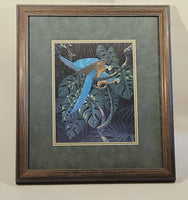 1992 Richard Sloan 'Matto Grasso' Blue and Gold Hyacinth Macaws Art Painting Limited Edition Print