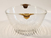Mikasa Walther West Germany Ribbed Glass Bowl with Gold Handles
