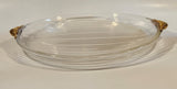 Mikasa Walther West Germany 11 3/4" Gold Trimmed Ribbed Serving Platter