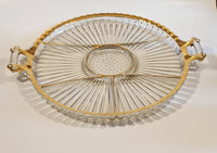 Jeannette National Gold Trimmed Ribbed Glass Serving Platter