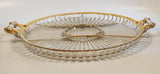 Jeannette National Gold Trimmed Ribbed Glass Serving Platter