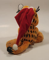 2005 Ty Beanie Babies Paws Garfield Christmas Santa Holding Present 9 1/2" Tall Toy Plush Stuffed Character with Tag