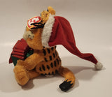 2005 Ty Beanie Babies Paws Garfield Christmas Santa Holding Present 9 1/2" Tall Toy Plush Stuffed Character with Tag