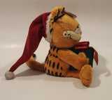 2005 Ty Beanie Babies Paws Garfield Christmas Santa Holding Present 9 1/2" Tall Toy Plush Stuffed Character with Tag