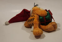 2005 Ty Beanie Babies Paws Garfield Christmas Santa Holding Present 9 1/2" Tall Toy Plush Stuffed Character with Tag