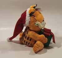 2005 Ty Beanie Babies Paws Garfield Christmas Santa Holding Present 9 1/2" Tall Toy Plush Stuffed Character with Tag