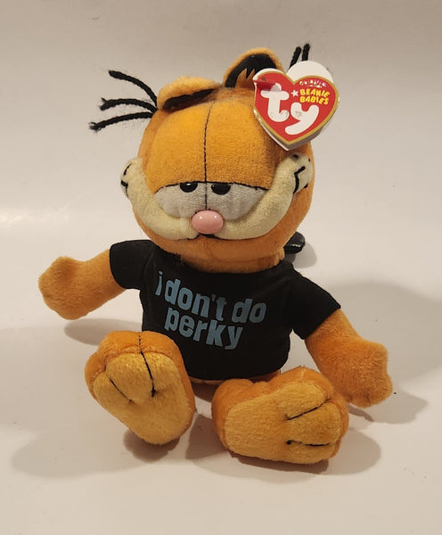 2007 Ty Beanie Babies Paws Garfield  'i don't do perky' 9" Tall Toy Plush Stuffed Character with Tags