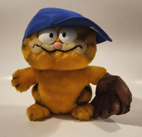 Rare 1978 1981 Fun Farm Paws Garfield Baseball Player with Glove and Hat 9" Tall Toy Plush Stuffed Character