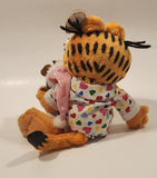 2005 Ty Beanie Babies Paws Garfield Holding Pooky Teddy Bear in Heart Pajamas 9" Tall Toy Plush Stuffed Character with Tag