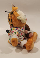 2005 Ty Beanie Babies Paws Garfield Holding Pooky Teddy Bear in Heart Pajamas 9" Tall Toy Plush Stuffed Character with Tag