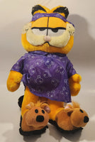 Play By Play Paws Garfield Wearing Purple Pooky Bear Pajamas Large 16" Tall Toy Plush Stuffed Character with Tag