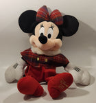 2013 Disney Store Minnie Mouse in Red Plaid Shawl 17" Tall Toy Plush Stuffed Character