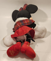 2013 Disney Store Minnie Mouse in Red Plaid Shawl 17" Tall Toy Plush Stuffed Character