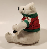 1999 Coca Cola Christmas Polar Bear with Snowflake Sweater 6" Tall Toy Stuffed Plush Mascot