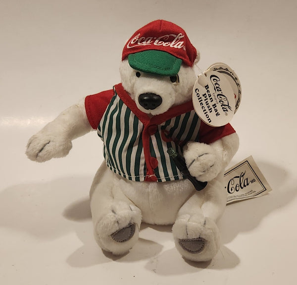 1999 Coca Cola Polar Bear with Red Cap Holding a Bottle 6" Tall Stuff Animal Character Bean Bag Plush with Tags