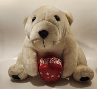 1998 Play By Play Coca Cola Polar Bear Holding Beach Ball 12" Tall Toy Stuffed Plush Mascot