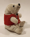 1996 Cola Polar Bear with Red Vest 6" Tall Toy Stuffed Plush Mascot