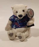 1999 Coca Cola Bear In Blue Pattern Shirt 5 1/2" Tall Toy Stuffed Plush Mascot with Tag