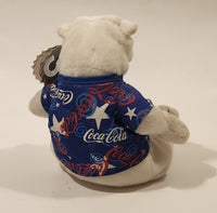 1999 Coca Cola Bear In Blue Pattern Shirt 5 1/2" Tall Toy Stuffed Plush Mascot with Tag