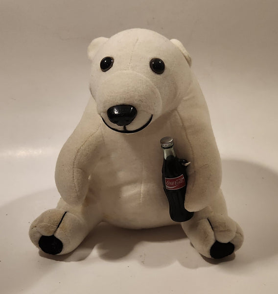 1993 Coca Cola Polar Bear with Bottle 8" Tall Toy Stuffed Plush Mascot