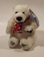 1999 Coca Cola Polar Bear with Red Scarf 6 1/2" Tall Toy Stuffed Plush Mascot with Tag