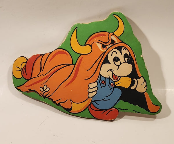 Vintage Walt Disney Productions Mickey Mouse Under Disguise Cardboard Wall Decor Hanging