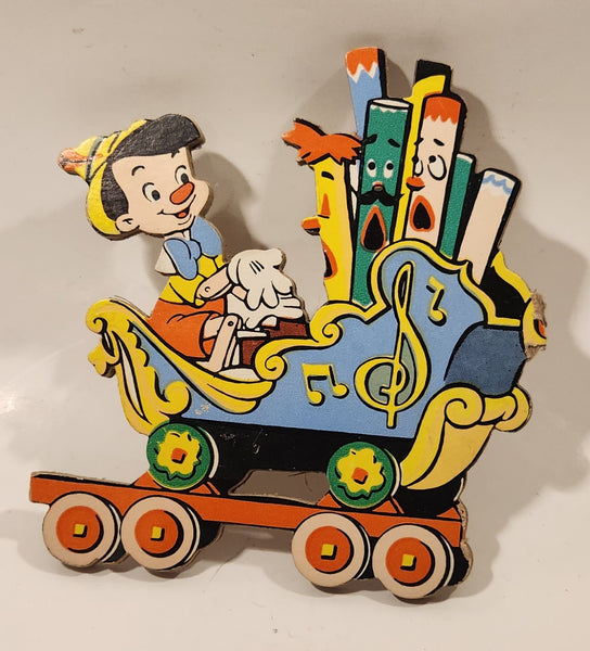 Vintage 1950s Disney Casey Jr. Train Pinocchio Cardboard Wall Decor Hanging