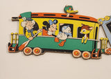Vintage 1950s Disney Casey Jr. Train Minnie House, Madhatter, Dewey, Bambi, Timothy Q. Mouse, Dumbo, Duck Cardboard Wall Decor Hanging