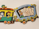 Vintage 1950s Disney Casey Jr. Train Minnie House, Madhatter, Dewey, Bambi, Timothy Q. Mouse, Dumbo, Duck Cardboard Wall Decor Hanging