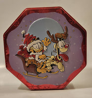 Santa Claus Garfield and Rudolph Odie Christmas Holiday Embossed Tin Metal Container