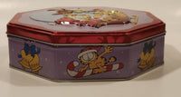 Santa Claus Garfield and Rudolph Odie Christmas Holiday Embossed Tin Metal Container