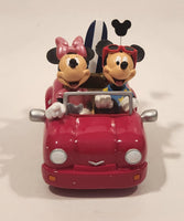 Disneyland Hong Kong Mickey and Minnie Mouse Bobble Heads in Red Convertible Car with Surfboards 4 1/2" Long Resin Figure New in Box