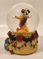 Enesco Disney's Mickey Mouse and Pluto Christmas Deck The Halls Musical Snow Globe with Sculpted Base New in Box