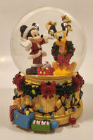 Enesco Disney's Mickey Mouse and Pluto Christmas Deck The Halls Musical Snow Globe with Sculpted Base New in Box